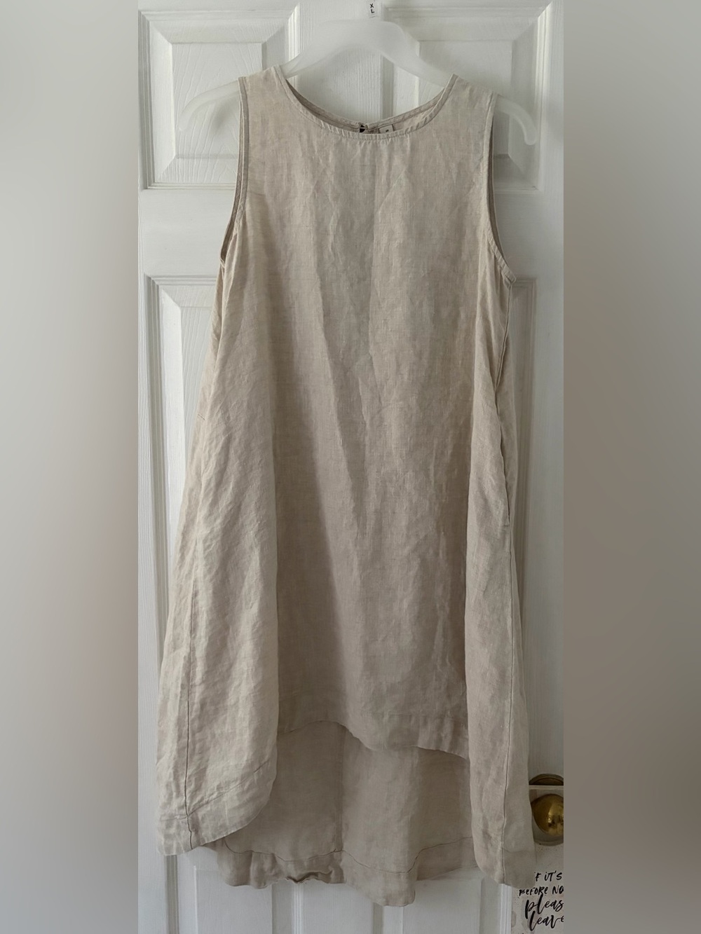 Sleeveless Linen High-Low Dress in Light Beige